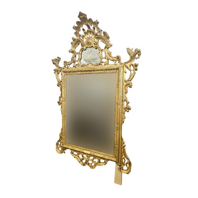 Large Gilded Wooden Mirror, 1960s For Sale - Image 3 of 5
