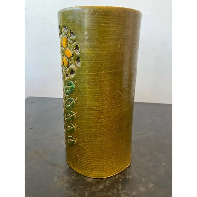 Art Nouveau 1960s Green Floral Bitossi Vase For Sale - Image 3 of 8