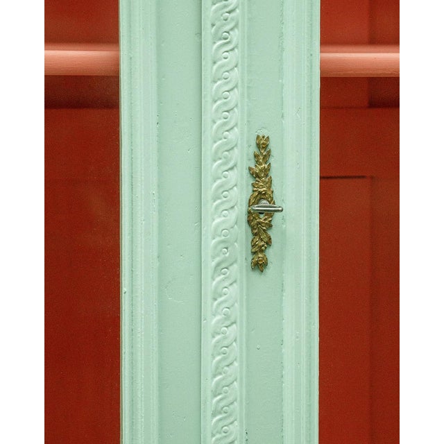 Green Louis XVI Style Mint Green Showcase Vitrine For Sale - Image 8 of 12