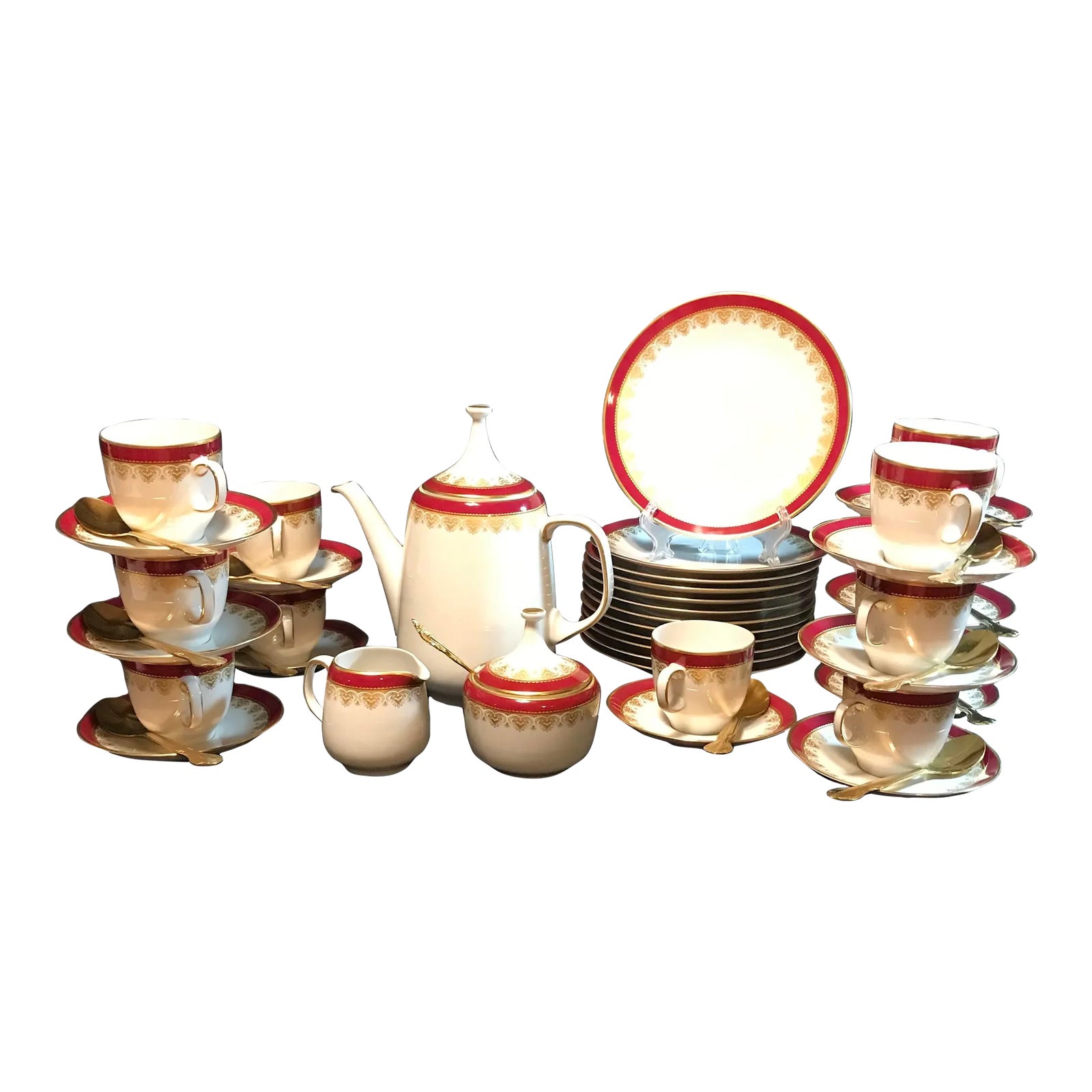 Hufschenreuthe Formal German Tea Set for 12 Guests 54 Pieces | Chairish