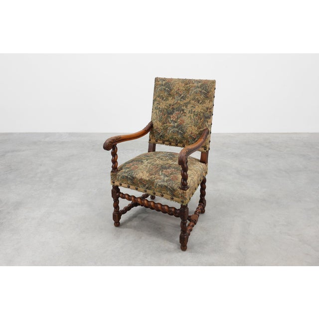 Antique 17th Century Walnut Armchair with Tapestry Upholstery, United Kingdom For Sale - Image 6 of 14
