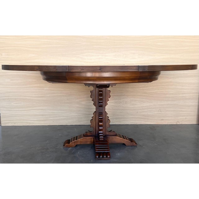 Early 20th Century Spanish Pedestal Figural Carved Round Dining Table For Sale - Image 18 of 18