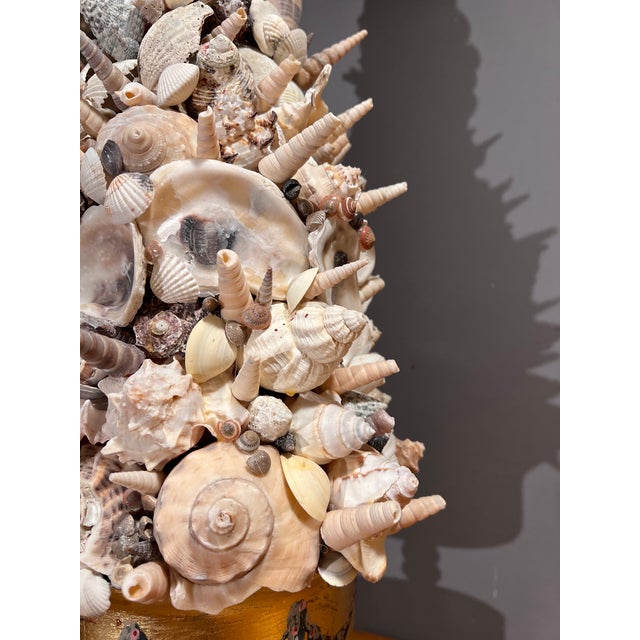 Vintage Italian Large Grotto Style Seashell & Rock Crystal Topiary on the Gilt Stand For Sale - Image 9 of 11