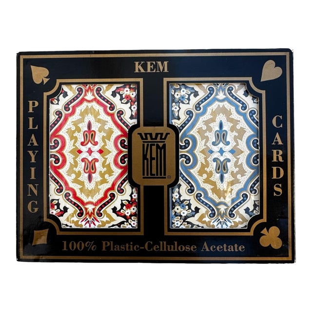 Kem Paisley Plastic Playing Cards Double Deck With Case For Sale