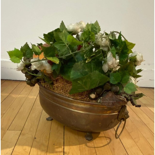 Traditional Vintage Cachepot Planter by Jsf Imports With Faux Bouquet For Sale - Image 3 of 13
