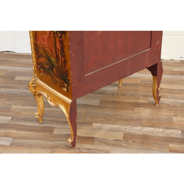 Antique French Louis XV Vernis Martin Curio Vitrine Cabinet For Sale - Image 18 of 18