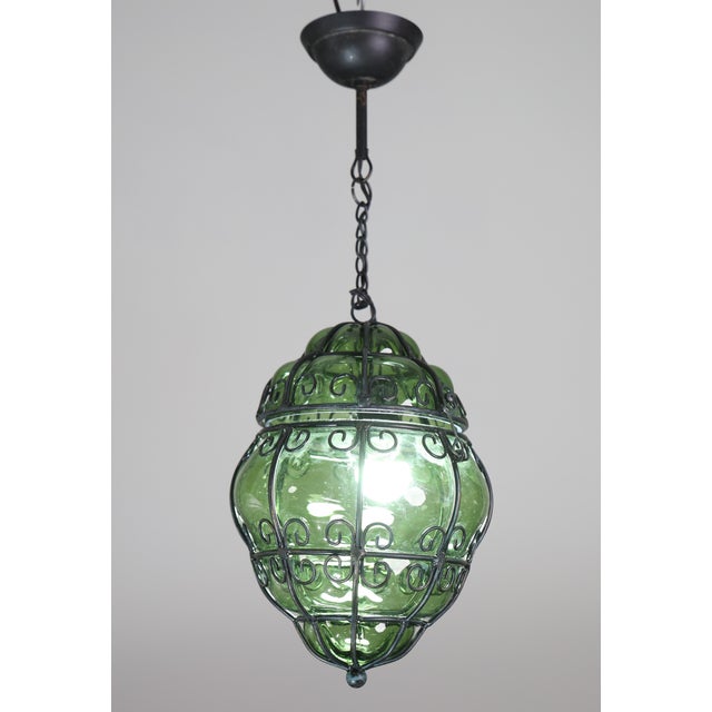 1970s Wonderful Green Colour Venetian Lantern, Seguso Murano Glass - Set of 2 For Sale - Image 12 of 12
