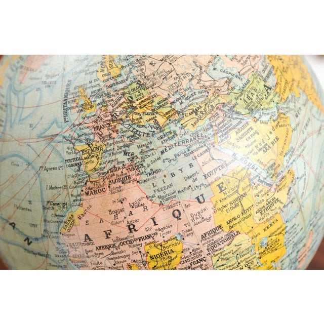 Small French 20th Century Terrestrial Globe on Turned Black Wooden Base For Sale - Image 12 of 13