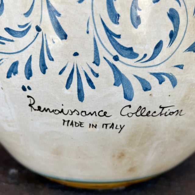 1990s Italian Hand-Painted Ceramic Urn With Lid Featuring Lion and Crest Motif For Sale - Image 10 of 13