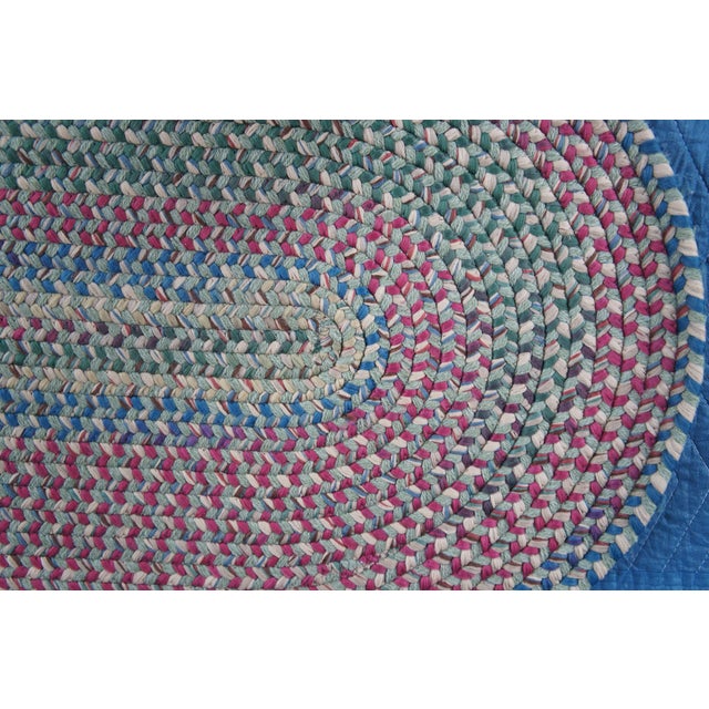 Pink Vintage Woven Braided Geometric Oval Area Rug Runner Mat 84" For Sale - Image 8 of 14
