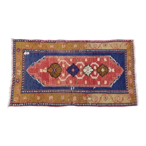 1950s Blue and Orange Small Rug