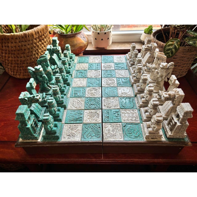 1960s Vintage Mayan Aztec Conqueror Chess Set - 33 Pieces For Sale - Image 12 of 12