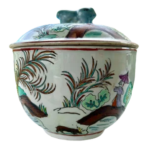 Chinese Lidded Bowl With Foo Dog Knob