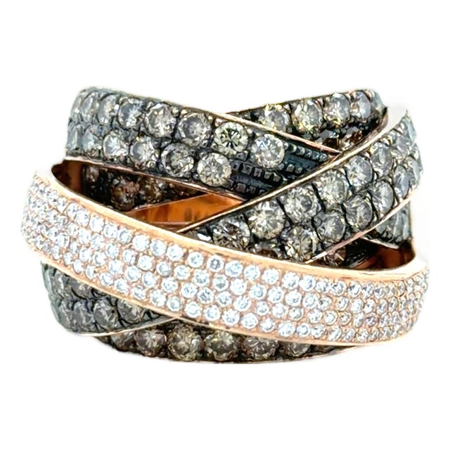 Le Vian, Champagne Diamond and Diamond Ring, 14k Rose and Blackened Gold, Size 7 For Sale
