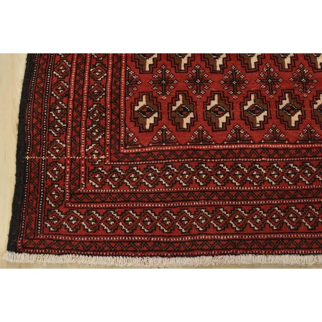 Baloch Rug 3’4” X 6’7” Red Wool Vintage Tribal Hand-Knotted Carpet For Sale - Image 9 of 12
