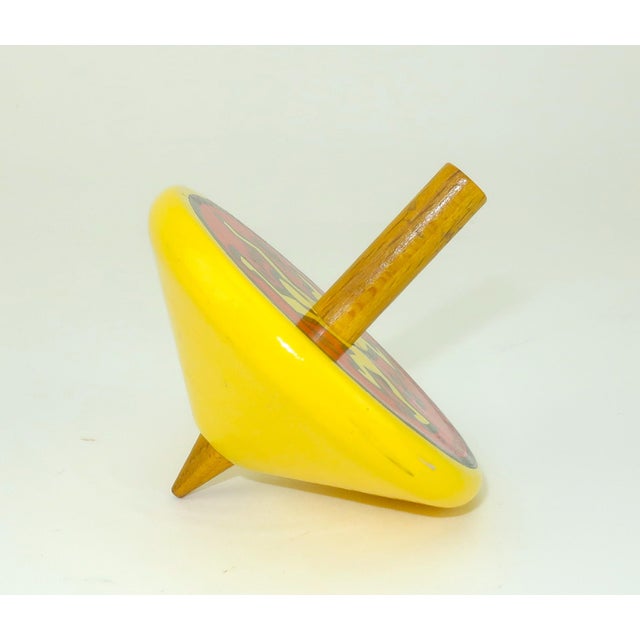 Keith Haring Keith Haring Yellow Lacquered Wood 'Dancing Man' Spin Top, 1992 For Sale - Image 4 of 8