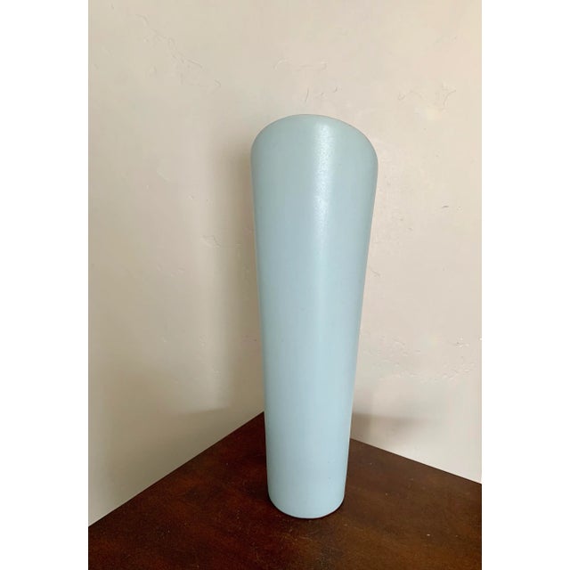 Contemporary Modern Minimalist Light Blue Ceramic Vase For Sale - Image 3 of 5