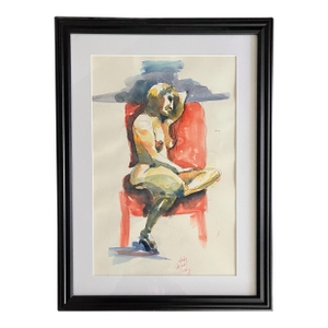 Vintage Watercolor Nude Study 4