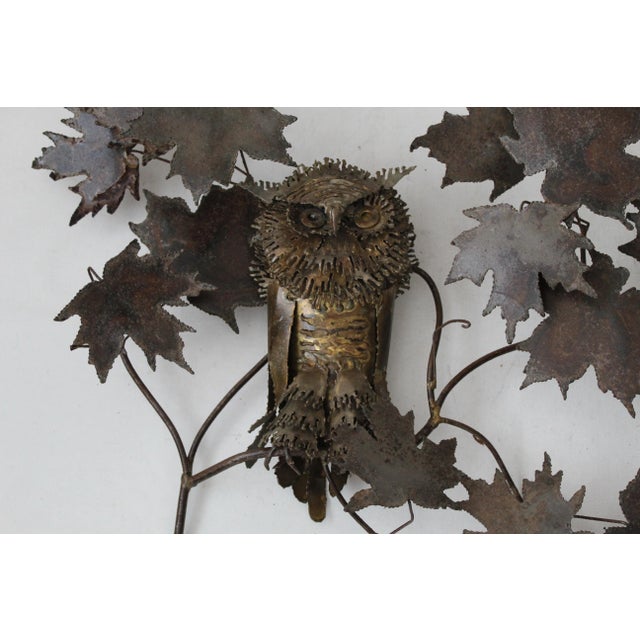 Brutalist Jere Bustamante Brutalist Style Maple Leaves Owl Ram Wall Sculptures, Signed For Sale - Image 3 of 13
