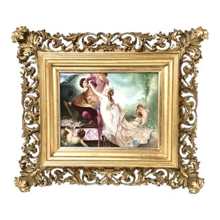 19th Century Painting on Porcelain in Gilt Frame For Sale
