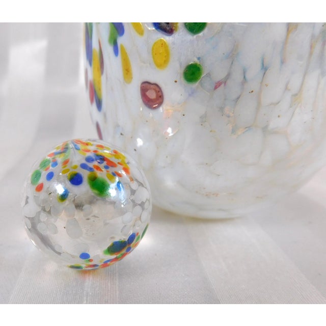 1980s White and Multicolor Art Glass Perfume Bottle For Sale In San Francisco - Image 6 of 8