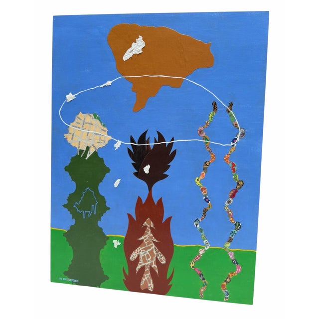 Modern Orig Nancy Goodman Lawrence Acrylic & Collage Painting - Mutation For Sale - Image 3 of 5
