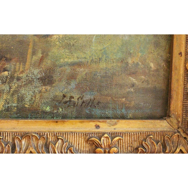 Mid 19th Century Mid-19th Century English Oil on Canvas Landscape Painting "Across the Field" For Sale - Image 5 of 6