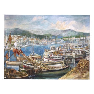 Jacques Grad, The fishing port, 1970, Oil on Canvas For Sale