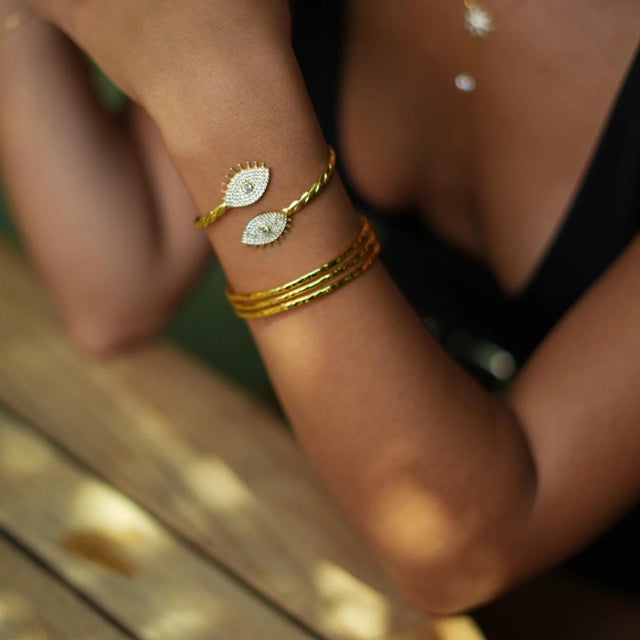 Early 21st Century Trio Minimalist Elegant Gold Cuff Bracelet For Sale - Image 5 of 7