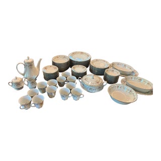 Mid 20th Century Noritake Memory China Set W/ Multicolor Florals & Gold Trim - 93 pcs For Sale
