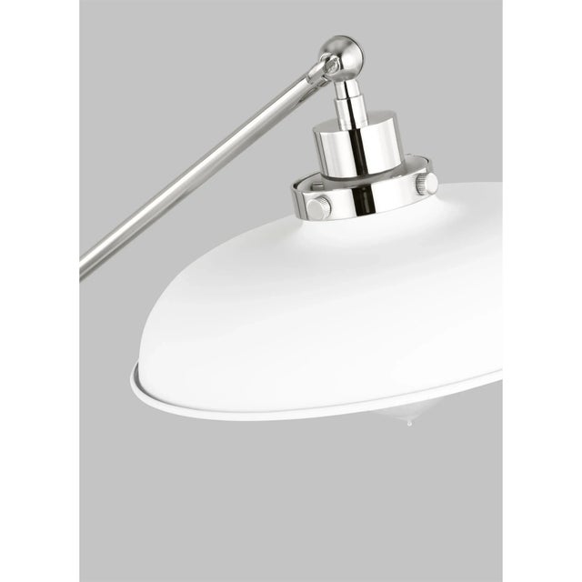 Chapman & Myers by Visual Comfort Studio Wellfleet Wide Desk Lamp, Matte White & Polished Nickel For Sale - Image 4 of 5