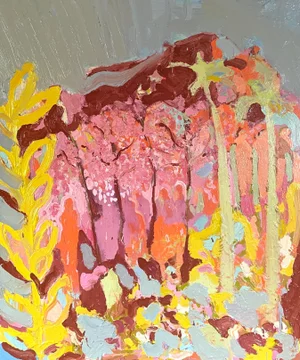 "Pink Mountain Orchard" Contemporary Expressionist Oil Painting by Paul Wadsworth