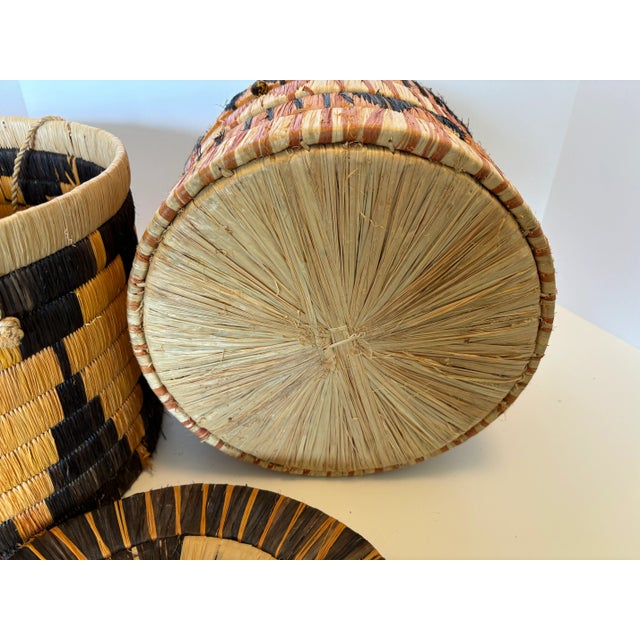 Tan A Pair of Vintage Zambian Baskets From the Early 1980s For Sale - Image 8 of 9