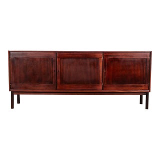 1960s Mid Century Danish Modern Credenza Sideboard Mahogany Locking Kai Winding Brass For Sale