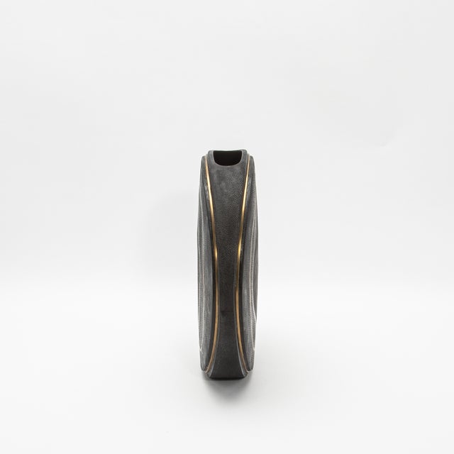 Modern Modern Vase in Shagreen With Brass Details by R&y Augousti For Sale - Image 3 of 7