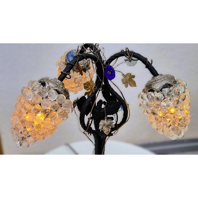 Metal Vintage Murano Glass Grape Table Lamp, 1975 For Sale - Image 7 of 17