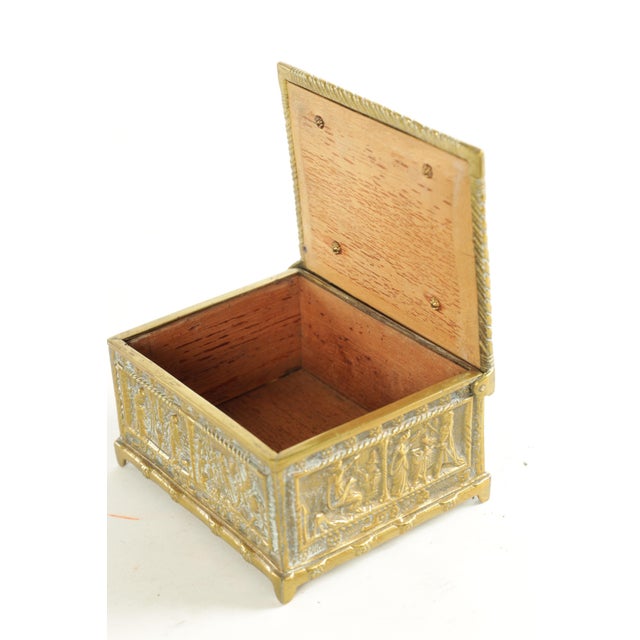 Late 19th Century 19th C Continental Antique Brass Jewelry Box For Sale - Image 5 of 6