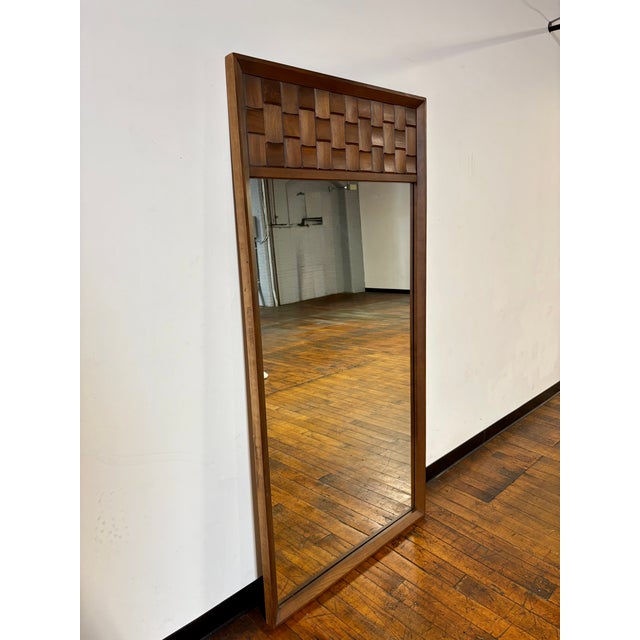 Mid 20th Century Mid-Century Brutalist Walnut Monumental Wall Mirror For Sale - Image 5 of 7