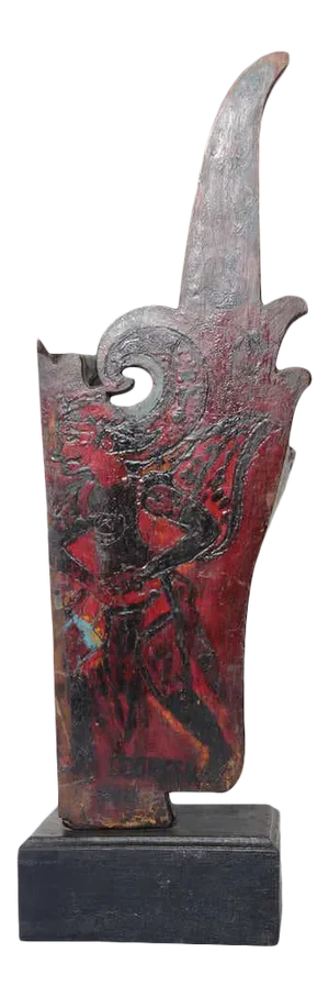 Architectural Hand Carved Wood Temple Fragment