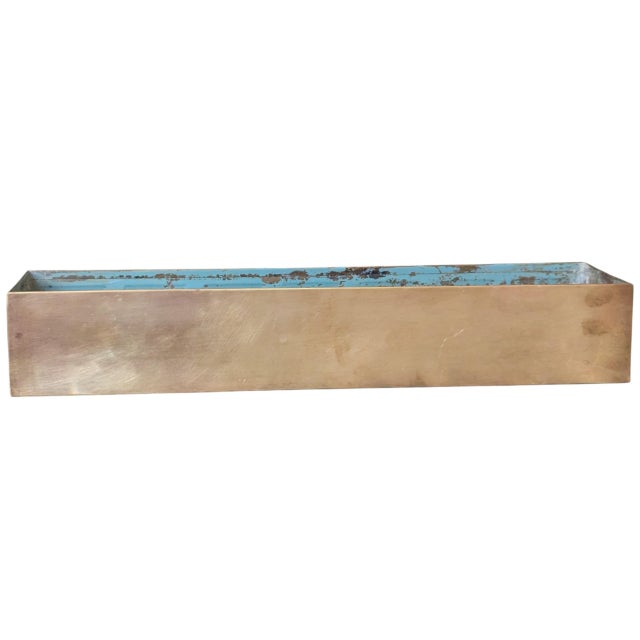 Metal Mid Century Modern Brass Studded Tabletop Planter Box For Sale - Image 7 of 18