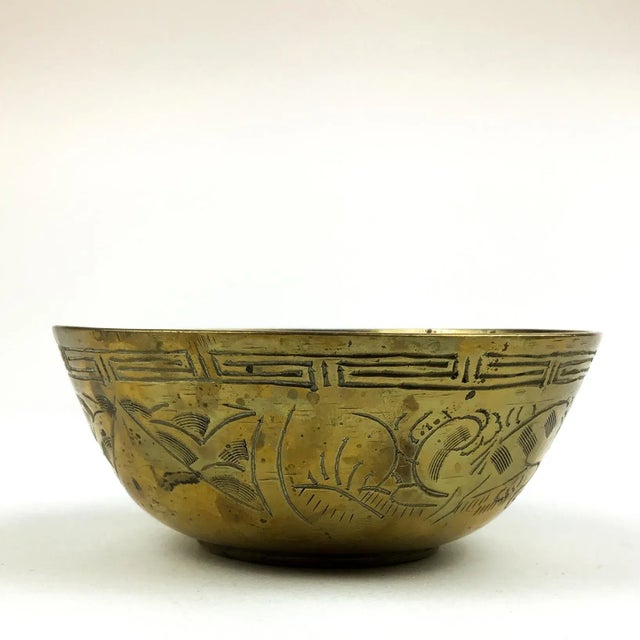 Carved Solid Brass Trinket Bowl For Sale - Image 4 of 12