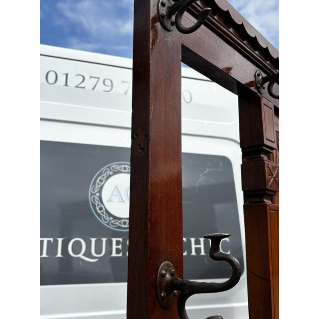 Edwardian Light Oak Hall Stand with Mirror For Sale - Image 13 of 18
