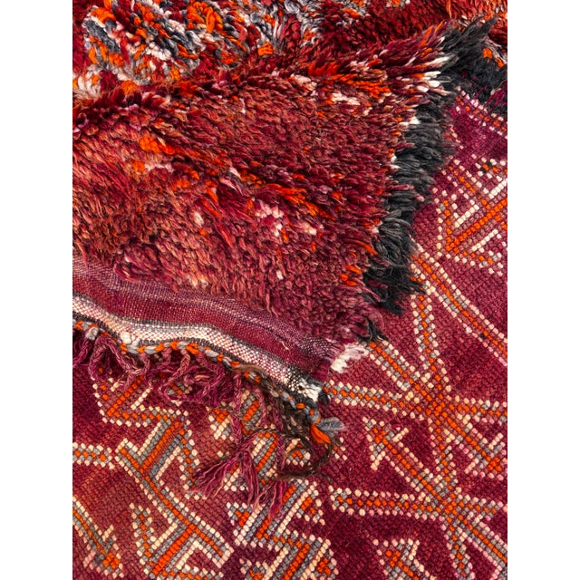 Textile Vintage Moroccan M’Guild Rug 185x330 Cm Handmade Berber Wool Rug Large Red Area Carpet Authentic Atlas For Sale - Image 7 of 17