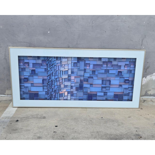 Artimage Brazil Titled Decorative Blue 3 Dimensional Architectural Art Piece signed by the artist beausifully framed.