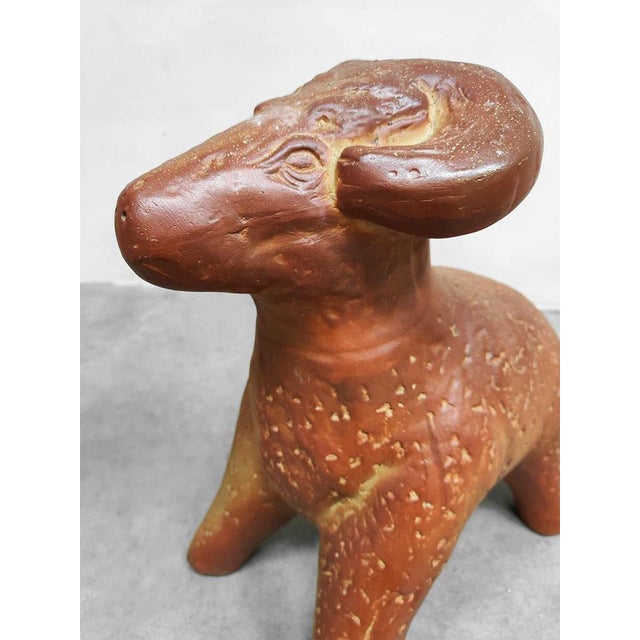 1970s Large Vintage Decorative Ceramic Ram Sculpture For Sale - Image 5 of 8