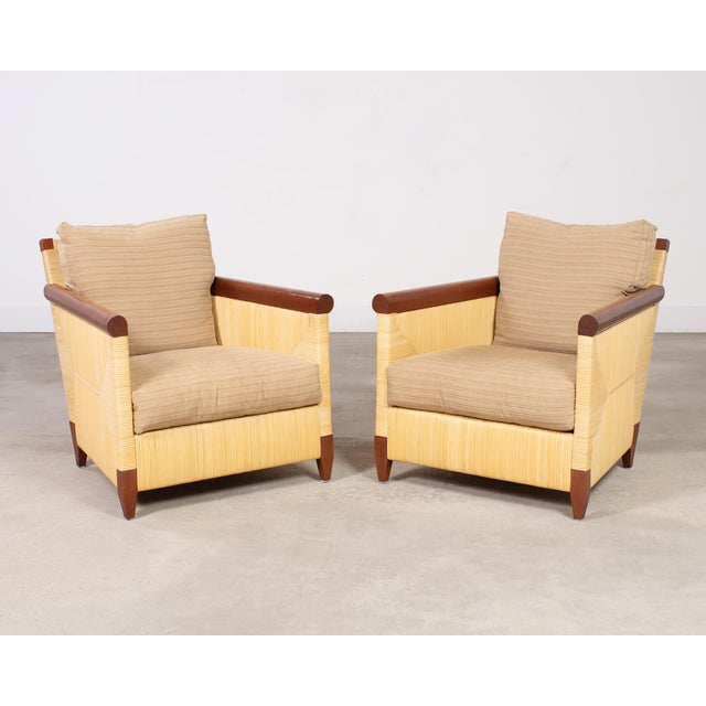 Pair John Hutton for Donghia Merbau Rattan Lounge Chairs For Sale In Sacramento - Image 6 of 18