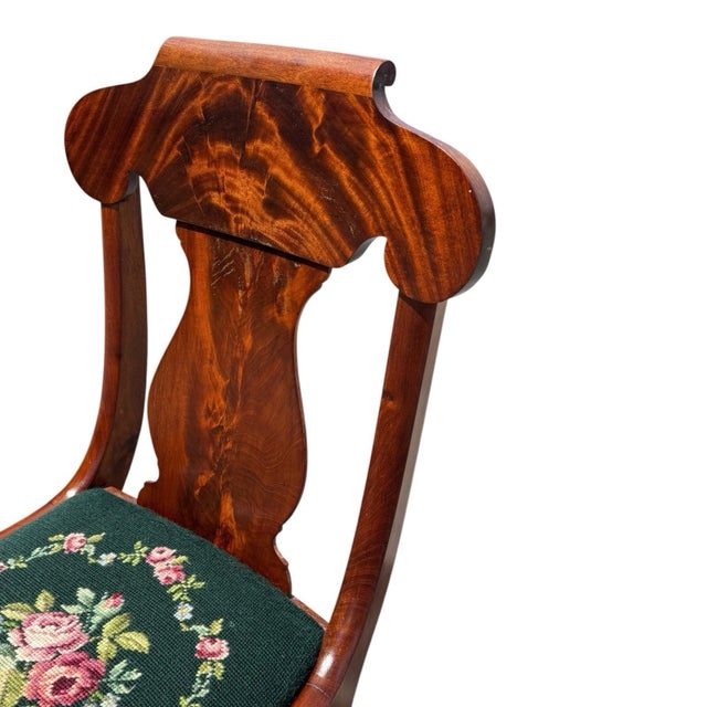 1940s Flame Mahogany Empire Side Chair With Needlepoint Seat For Sale - Image 10 of 16