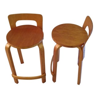 1960s Vintage Original Alvar Aalto Artek K65 Island Bar Chairs- A Pair For Sale