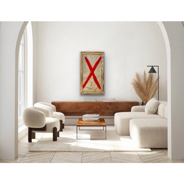 2010s Large Graffiti-Style Modern Painting in Vintage Frame. “X” For Sale - Image 5 of 11