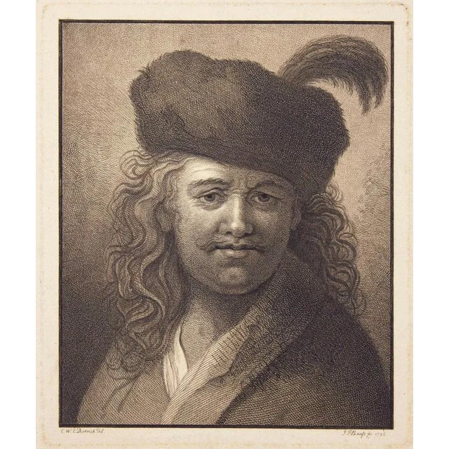 Late 18th Century Johann Friedrich Bause, Half-Length Portrait of a Man with a Gag Beard and Cap, 1782, Etching For Sale - Image 5 of 5